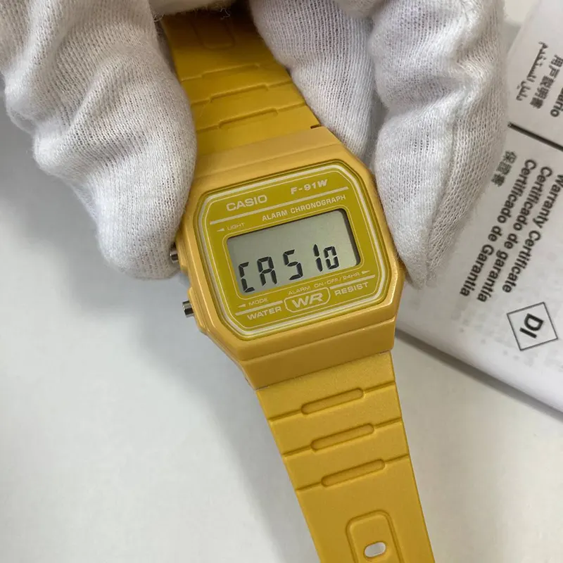 Casio F-91WC-9A Digital Yellow Resin Band Lightweight Watch